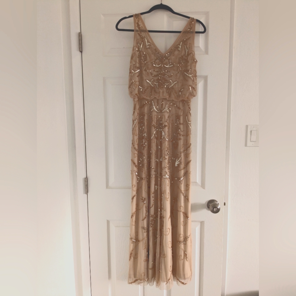 adrianna papell beaded gown • worn once • tailored for length • lined